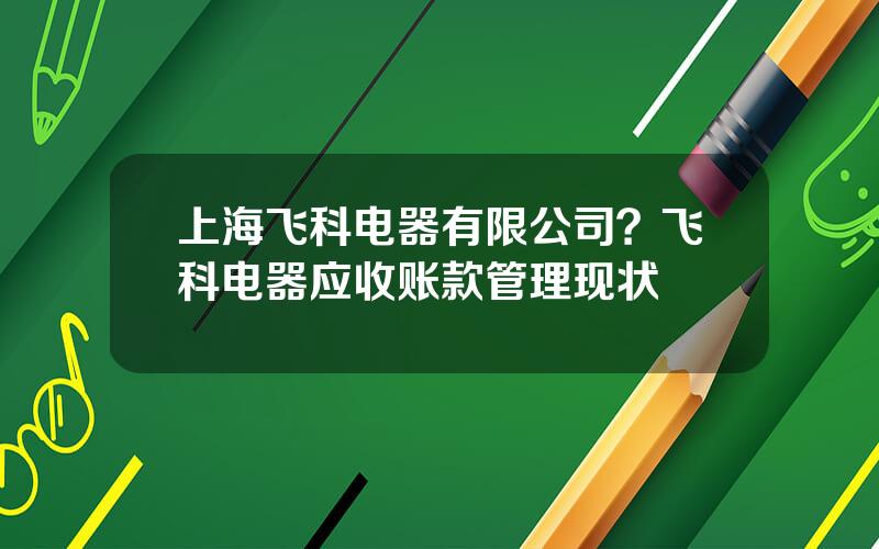 上海飞科电器有限公司？飞科电器应收账款管理现状