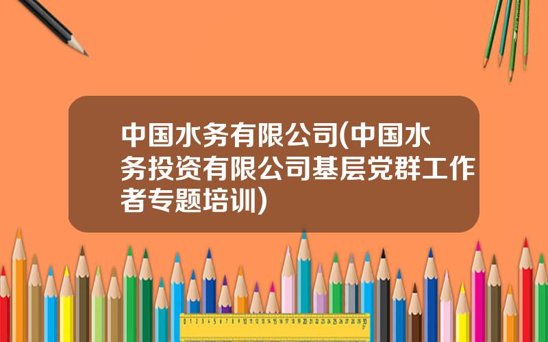 中国水务有限公司(中国水务投资有限公司基层党群工作者专题培训)