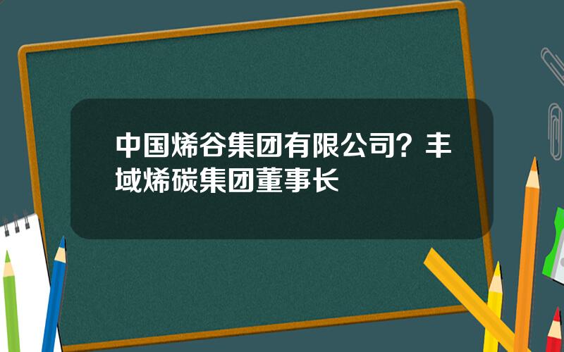 中国烯谷集团有限公司？丰域烯碳集团董事长