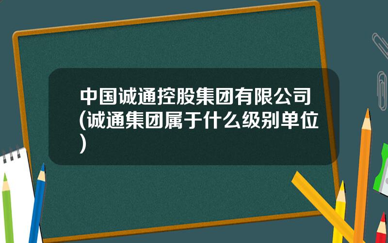 中国诚通控股集团有限公司(诚通集团属于什么级别单位)