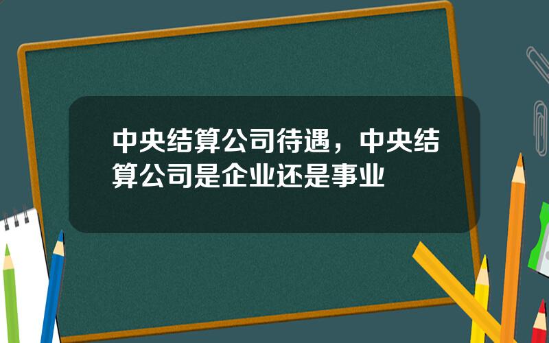 中央结算公司待遇，中央结算公司是企业还是事业