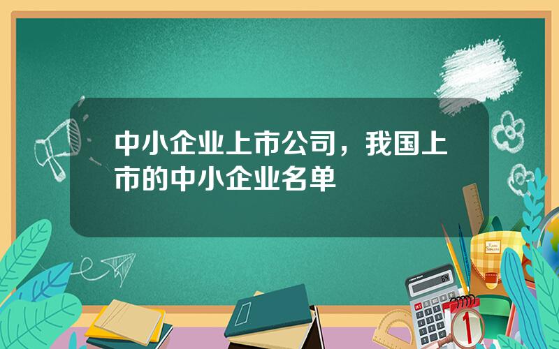 中小企业上市公司，我国上市的中小企业名单