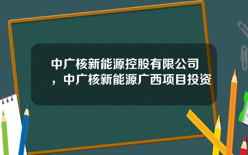 中广核新能源控股有限公司，中广核新能源广西项目投资