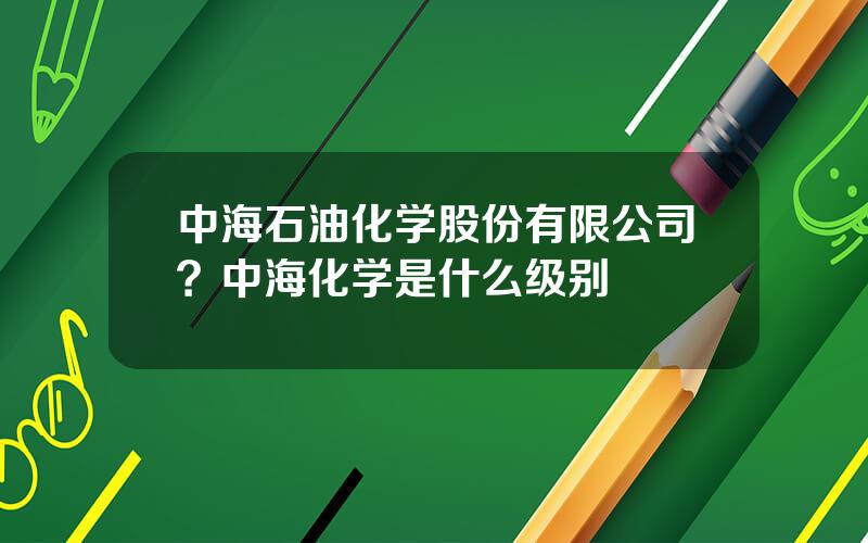 中海石油化学股份有限公司？中海化学是什么级别