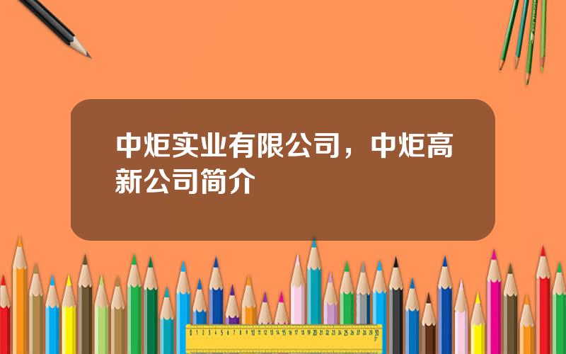 中炬实业有限公司，中炬高新公司简介