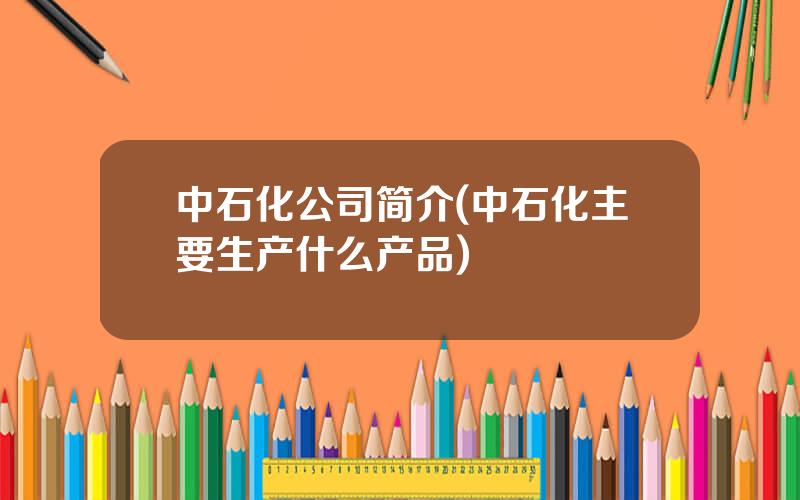 中石化公司简介(中石化主要生产什么产品)