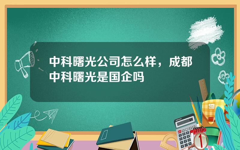 中科曙光公司怎么样，成都中科曙光是国企吗