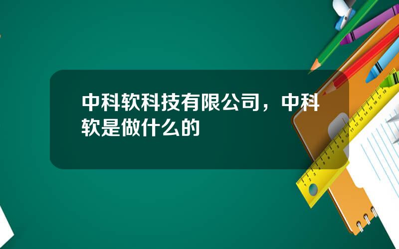 中科软科技有限公司，中科软是做什么的