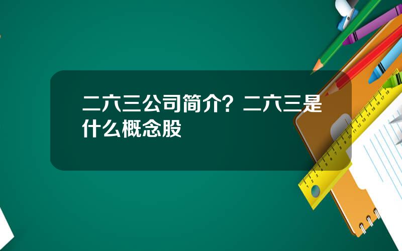 二六三公司简介？二六三是什么概念股