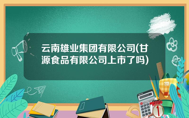 云南雄业集团有限公司(甘源食品有限公司上市了吗)