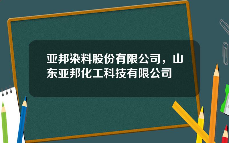 亚邦染料股份有限公司，山东亚邦化工科技有限公司