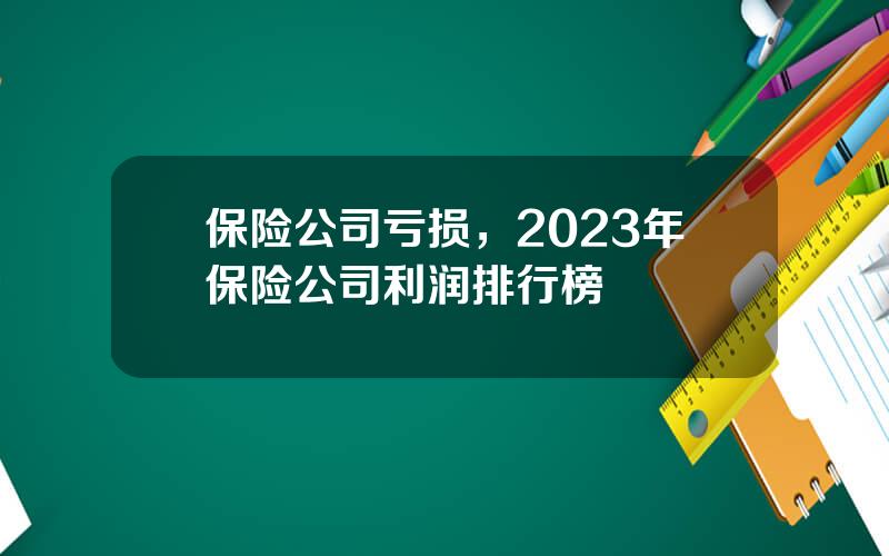 保险公司亏损，2023年保险公司利润排行榜