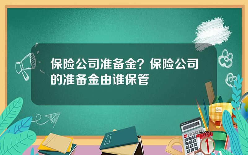 保险公司准备金？保险公司的准备金由谁保管