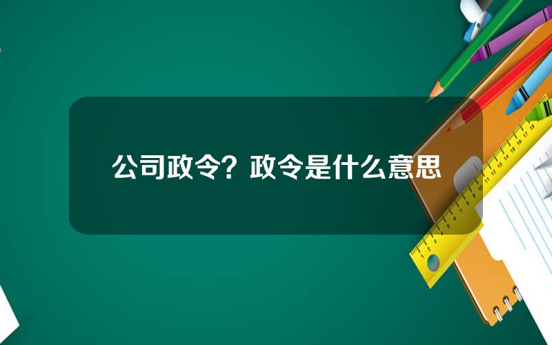 公司政令？政令是什么意思