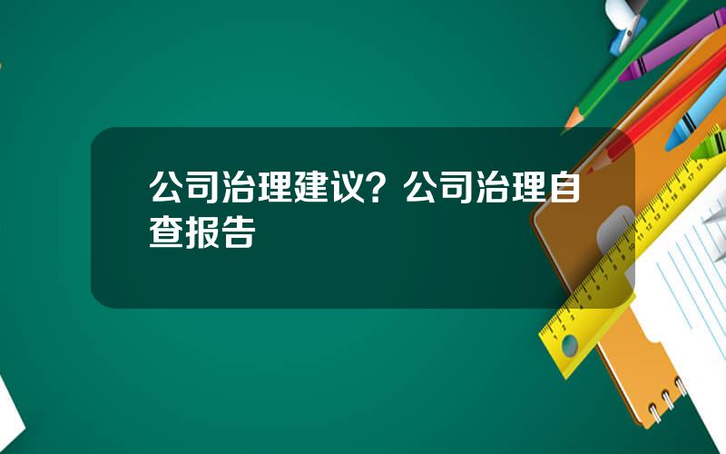 公司治理建议？公司治理自查报告