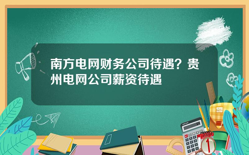 南方电网财务公司待遇？贵州电网公司薪资待遇