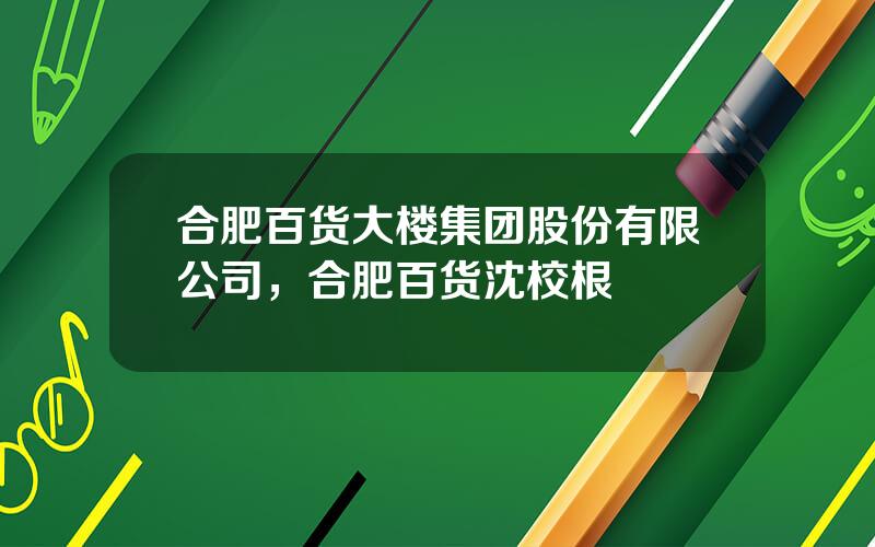 合肥百货大楼集团股份有限公司，合肥百货沈校根