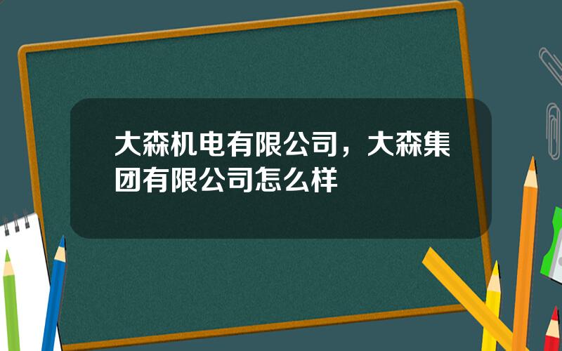 大森机电有限公司，大森集团有限公司怎么样