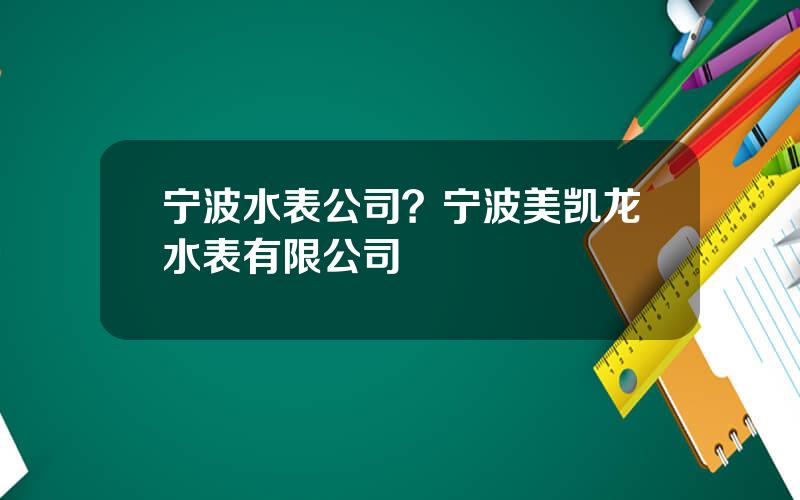 宁波水表公司？宁波美凯龙水表有限公司