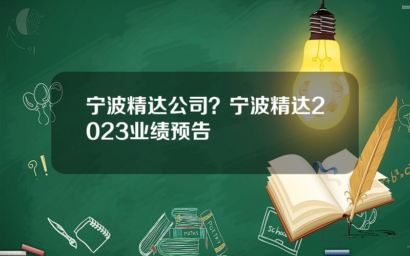 宁波精达公司？宁波精达2023业绩预告