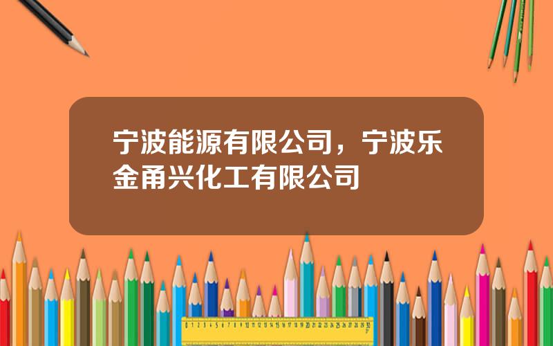 宁波能源有限公司，宁波乐金甬兴化工有限公司