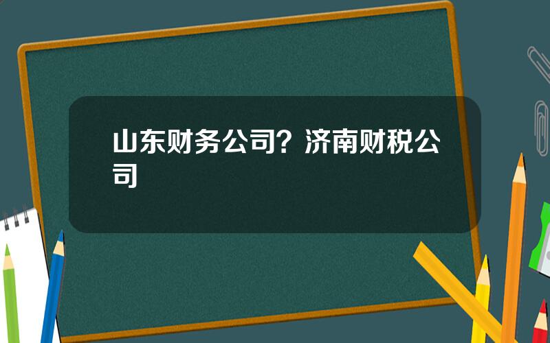 山东财务公司？济南财税公司