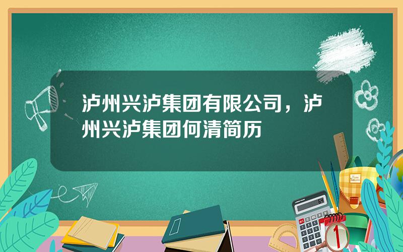 泸州兴泸集团有限公司，泸州兴泸集团何清简历