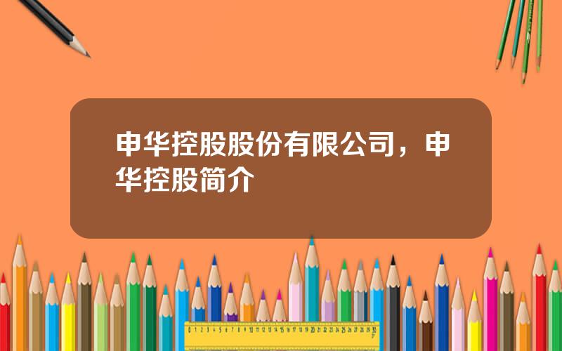 申华控股股份有限公司，申华控股简介