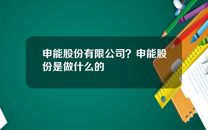 申能股份有限公司？申能股份是做什么的