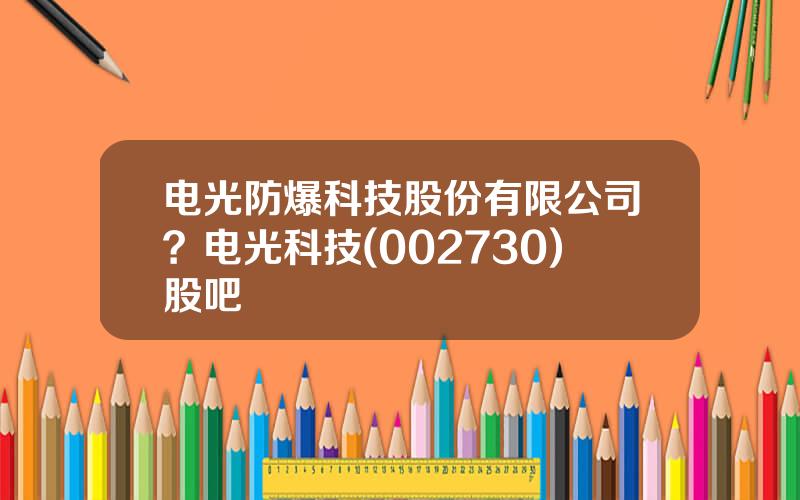 电光防爆科技股份有限公司？电光科技(002730)股吧